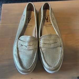 Cole Haan Metallic Gold Loafers
